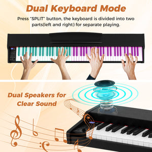 88-Key Keyboard Piano Set with Adjustable Stand-Black view 7