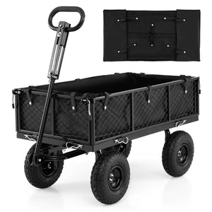 880 lbs Utility Wagon Flatbed with Removable Oxford Cloth Liner-Black