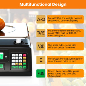 88lb Price Computing Scale Digital Commercial Food Scale with Counting Function view 6