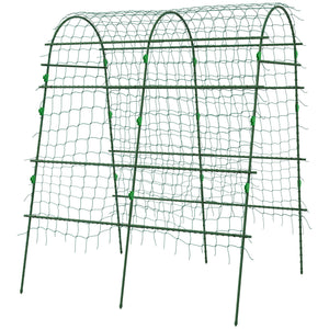 Arched Garden Trellis w/ Climbing Net Metal Cucumber Plant Trellis A-Frame for Climbing Plants 57" x 66" x