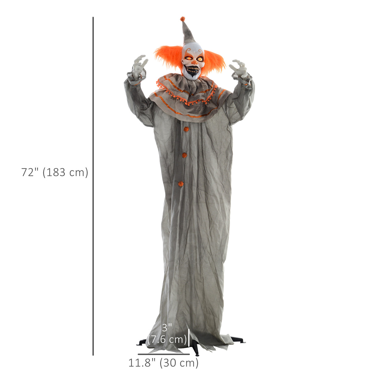 6' Life Size Orange Classic Clown Outdoor Halloween Decoration Animatronic, Sound and Motion Activated w/ Light Up Eyes