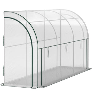 Walk-in Lean-to Greenhouse, Outdoor Gardening Green House with Zipper Roll-up Doors and Window – view 8