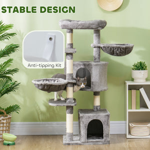 52.5" Cat Tree Tower with Scratching Posts, Cat Condos, Bed, Platforms, Hammocks, for Indoor Cats, Dark Grey – view 13