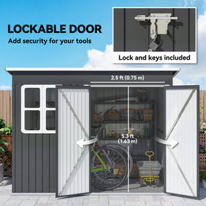 8.5' x 6' Galvanised Steel Outdoor Storage Shed, Garden Shed with Window – view 5