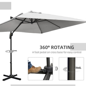 9ft Cantilever Patio Umbrella, Square Overhanging Umbrella with Cross Base, Crank Handle, Tilt – view 11