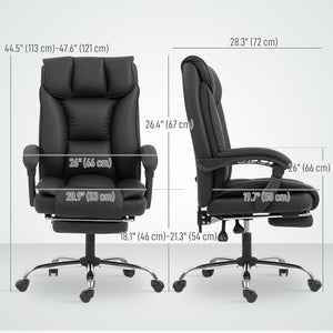 Executive Office Chair, Pet-Friendly Leather Ergonomic Desk Chair with Footrest, Swivel Recliner, Beige – view 9
