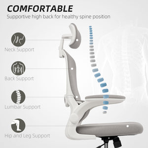 Ergonomic Mesh Office Chair, High Back Desk Chair with Rotatable Headrest, Flip-Up Armrests – view 10