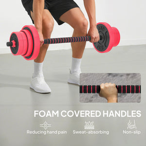 Soozier 44lbs 4-in-1 Adjustable Weight Dumbbell Set, Barbell, Kettlebell, Push Up Stand