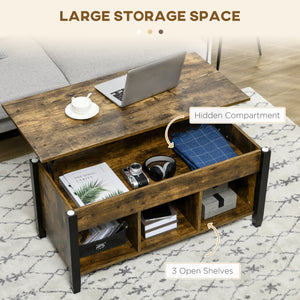 Lift Top Coffee Table, Modern Center Table with Storage Shelves and Hidden Compartment for Living Room – view 11