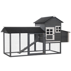 82" Chicken Coop Wooden Hen House Rabbit Hutch Poultry Cage Pen Outdoor Backyard with Nesting Box and Run