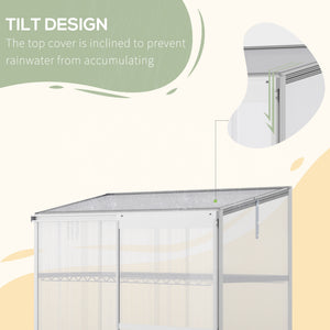 Aluminum Cold Frame Greenhouse, Raised Planter Bed Protection with Openable Top and 2 Shelves for Outdoor Indoor