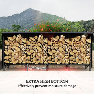 6ft Outdoor Firewood Rack with Cover, Adjustable Wood Storage Holder – view 11