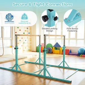 8 FT Double Horizontal Bars with 13-Level Adjustable Heights-Green view 8