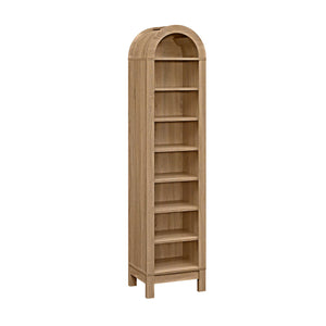 8-Tier Modern Arch Bookshelf with 3 Adjustable Shelves-Natural view 4