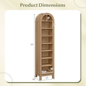 8-Tier Modern Arch Bookshelf with 3 Adjustable Shelves-Natural view 5