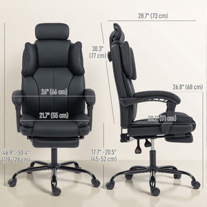 Reclining Office Chair, Executive Desk Chair with Pet-Friendly Fabric, Headrest, Footrest, Swivel Wheels – view 2