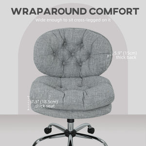 Computer Desk Chair, Armless Office Chair with Wide Padded Seat and Adjustable Height, Cream White – view 24