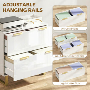 Lateral File Cabinet with 2 Drawers, Modern Filing Cabinet for Letter/A4/Legal Size Files, High Gloss Black – view 11