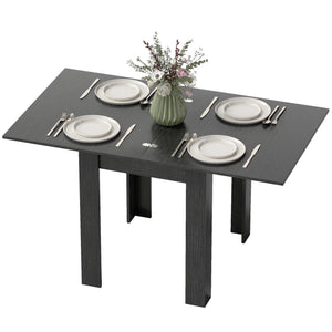 55" Extendable Dining Table for 4-6, Kitchen Table with Steel Slides and Felt Pads for Small Spaces, Black