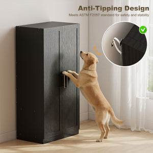 Wardrobe Cabinet with 2 Doors and Hanging Rod, Modern Armoire Wardrobe Closet for Bedroom, Black Wood Effect – view 5