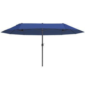 15' Outdoor Patio Umbrella with Twin Canopy Sunshade Steel Table Umbrella w/ Lift Crank, Cross base – view 2