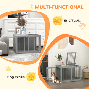 31.5" Dog Crate Furniture with Double Doors, for Medium Dogs, Grey – view 3