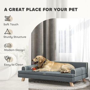 Elevated Dog Sofa Bed, Cat Couch with Cushion, Washable Cover, Wooden Legs, for Medium & Large Dogs – view 6