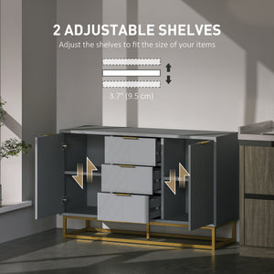47" Storage Cabinet with Doors, Adjustable Shelves, 3 Drawers, Metal Legs for Kitchen Storage, Home Use – view 12