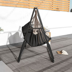 Foldable Hammock Stand, Portable 2 in 1 Hammock Chair Stand Only with Carry Bag, Load Capacity 120kg, for Patio, Black
