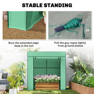 Walk-in Tomato Greenhouse Lean-to Green House with Reinforced PE Cover, Roll-up Door, Mesh Windows, Green – view 6