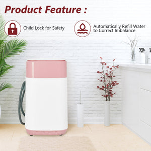 8lbs Portable Fully Automatic Washing Machine with Drain Pump-Pink view 3