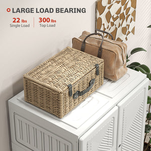 Portable Wardrobe, Foldable Storage Organzier with 8 Compartments, Magnet Doors, White