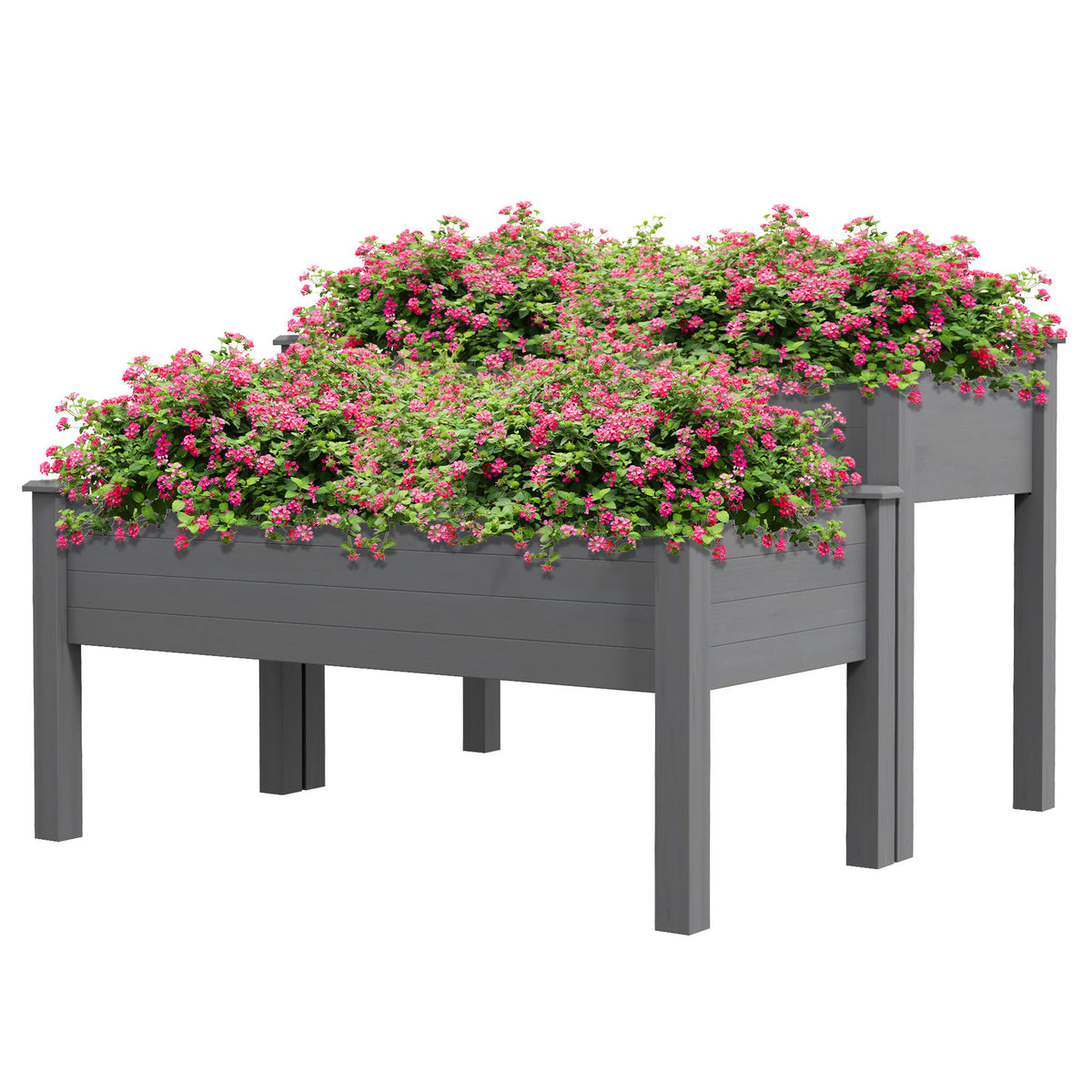 2 Tiers Wood Plant Raised Bed Flower Vegetable Herb Grow Box Stand Garden Step Planter Stand Free – view 2
