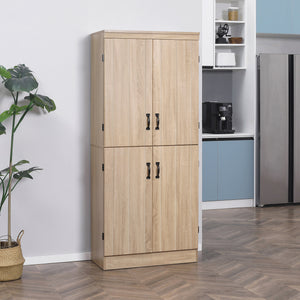 70" 4-Door Storage Cabinet, Freestanding Pantry Cabinet with Adjustable Shelves for Living Room, Natural – view 7