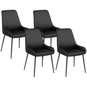 Upholstered Kitchen Chairs, Modern Dining Chairs Set of 2 with Diamond Tufting and Steel Legs for Dining – view 4