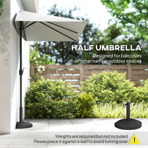 8ft Half Umbrella Outdoor Balcony Parasol Patio Garden Outdoor Window Sun Shade w/ 5 Ribs Beige – view 10