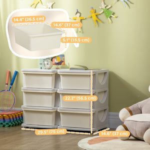 Qaba 3 Tier Kids Toy Organizer and Storage Bins with 6 Plastic Drawers
