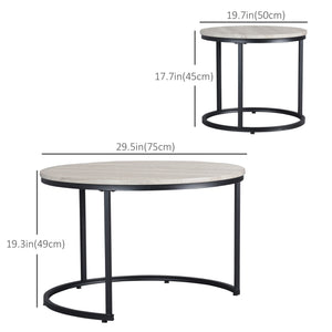 Nesting Tables, 29" Round Coffee Table Set of 2, Modern Side Tables for Living Room with Metal Base – view 9