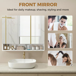 Wall Mounted Bathroom Medicine Cabinet with Mirror and Adjustable Shelves, Grey – view 13