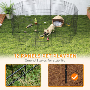 36inch Foldable Metal Exercise Pet Playpen Yard Dog Puppy Kennel Cage 12 Panels