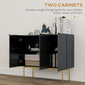 Modern Storage Cabinet Sideboard Buffet Cabinet with Gold Legs for Living Room Dining Room Hallway Black – view 4