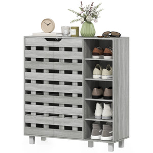 Shoe Cabinet, 21 Pair Shoe Storage Cabinet Organizer with 5-tier Double Door Cupboard and 5-tier Open – view 5
