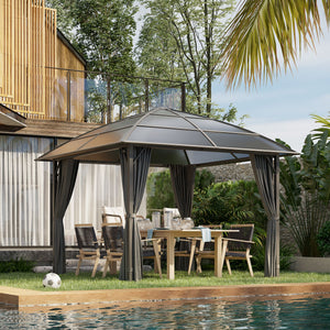 10' x 10' Outdoor Hardtop Gazebo Canopy with UV60+ Polycarbonate Roof, Steel Frame, Central Hook, Curtains – view 14
