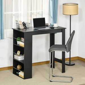 Bar Table Counter Height Dining Table with 3 Storage Shelves for Kitchen, Dining Room, Living Room, Natural