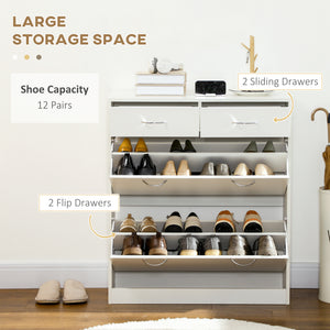 Narrow Shoe Storage with 2 Flip Drawers and Adjustable Shelves Shoe Cabinet Organizer for 12 Pairs of – view 17