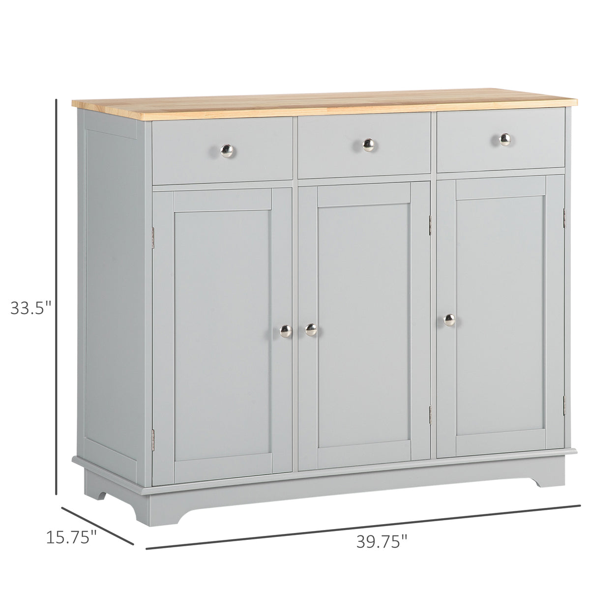 Modern Sideboard, Buffet Cabinet with Storage Cabinets, Drawers and Adjustable Shelves for Living Room, Grey