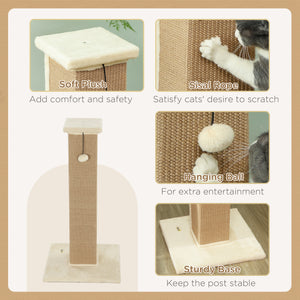 32" Tall Cat Scratching Post for Indoor Cats and Kittens, Sisal Cat Scratcher with Hanging Ball Soft Plush – view 4