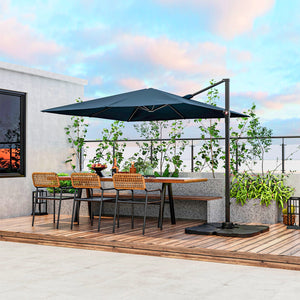 9.5 Feet Square Patio Cantilever Umbrella with 360° Rotation-Navy view 2