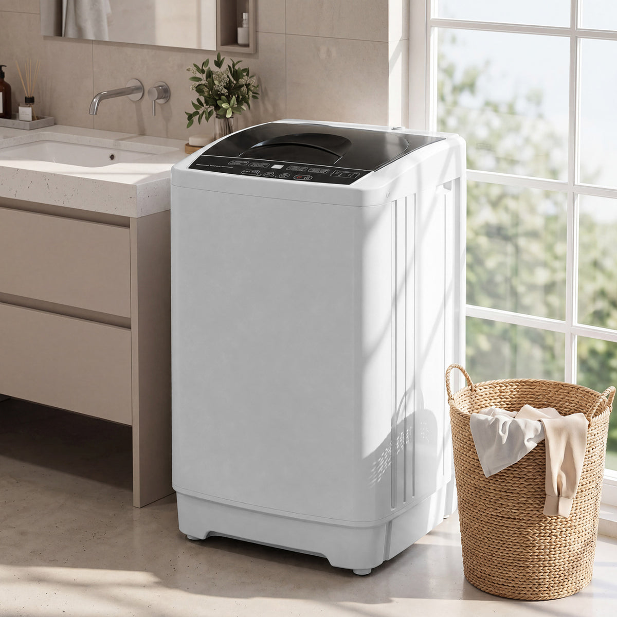 9.93 lbs Full Automatic Washing Machine with 8 Preset Programs-Gray view 2