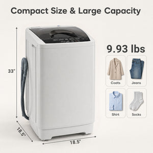 9.93 lbs Full Automatic Washing Machine with 8 Preset Programs-Gray view 3